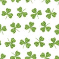 Seamless pattern St Patricks Day Clover leopard spots. Shamrock ornament vector illustration